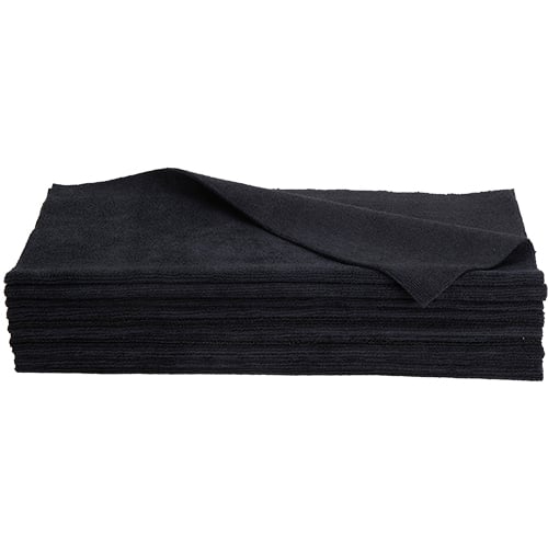 16"x16" Microfiber Basic Edgeless Towel 380 GSM Black (240 Pcs/Ctn)