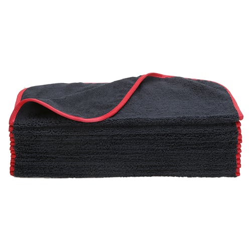 16"x24" Microfiber Elite Towel 380 GSM Black/Red Trim (120 Pcs/Ctn)