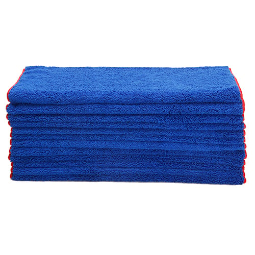 16"x24" Microfiber Elite Towel 380 GSM Blue/Red Overlock (120 Pcs/Ctn)