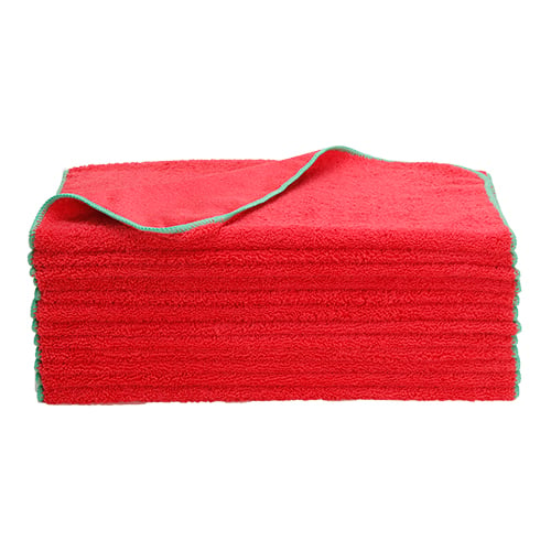 16"x24" Microfiber Elite Towel 380 GSM Red/Green Overlock (120 Pcs/Ctn)
