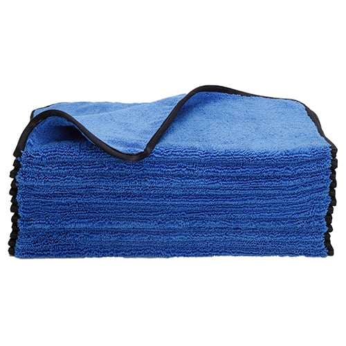 16"x24" Microfiber Premium Towel 500 GSM Dark Blue/Black Trim (120 Pcs/Ctn)