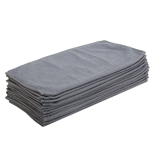 16"x24" Microfiber Waffle Weave Towel 380 GSM Grey/Grey Trim (120 Pcs/Ctn)